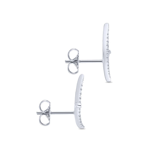 14K White Gold Curved Diamond Vine Stud Earrings