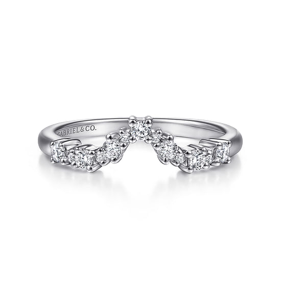 Gabriel - 14K White Gold Curved Diamond Wedding Band