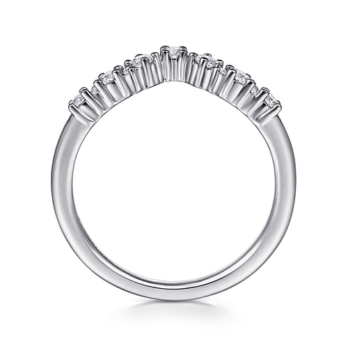 14K White Gold Curved Diamond Wedding Band