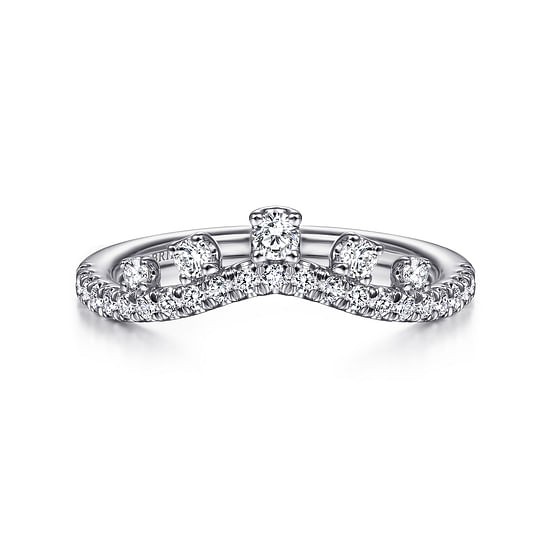 Gabriel - 14K White Gold Curved Diamond Wedding Band