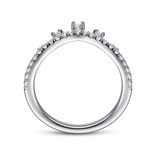 14K White Gold Curved Diamond Wedding Band