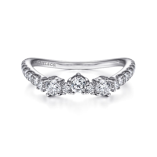 Gabriel - 14K White Gold Curved Diamond Wedding Band