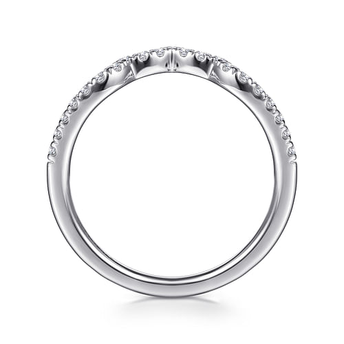 14K White Gold Curved Diamond Wedding Band