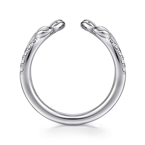 14K White Gold Curved Floral Open Diamond Ring