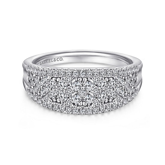 Gabriel - 14K White Gold Curved Pavé Diamond Ring