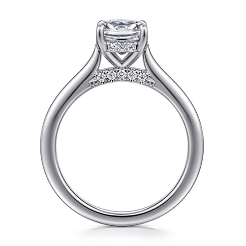 14K White Gold Cushion Cut  Diamond Engagement Ring