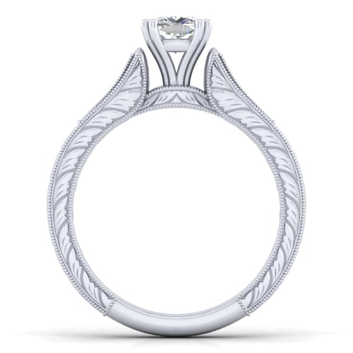 14K White Gold Cushion Cut Diamond Channel Set Engagement Ring