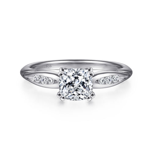 14K White Gold Cushion Cut Diamond Channel Set Engagement Ring
