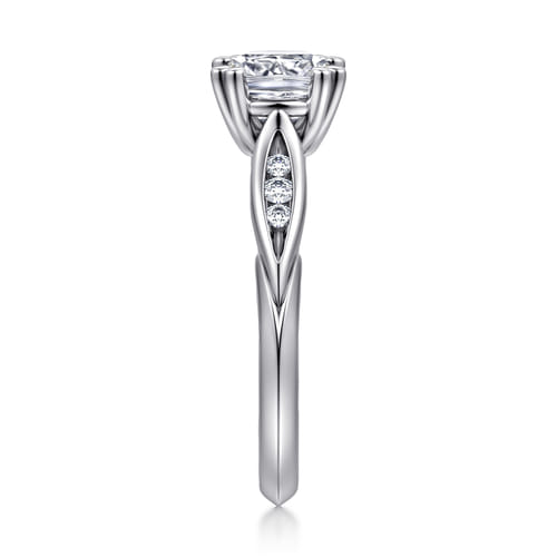14K White Gold Cushion Cut Diamond Channel Set Engagement Ring