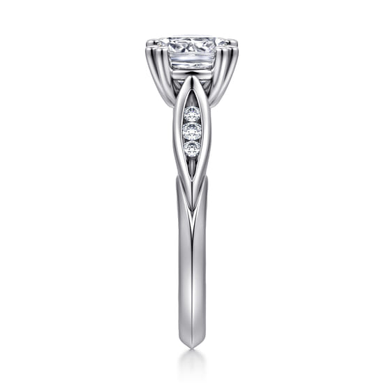 14K White Gold Cushion Cut Diamond Channel Set Engagement Ring angle 5
