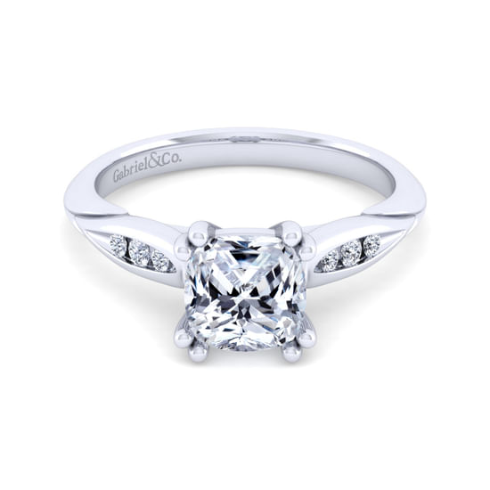 Gabriel - 14K White Gold Cushion Cut Diamond Channel Set Engagement Ring