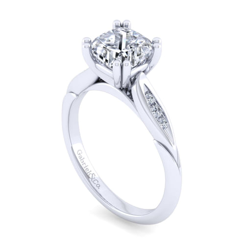 14K White Gold Cushion Cut Diamond Channel Set Engagement Ring