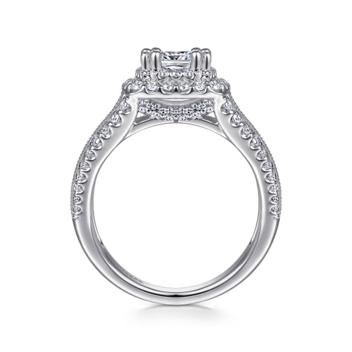 14K White Gold Cushion Cut Diamond Channel Set Engagement Ring