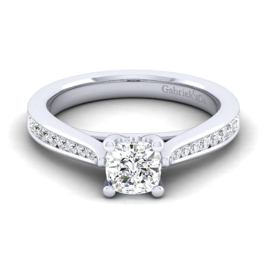 Gabriel - 14K White Gold Cushion Cut Diamond Channel Set Engagement Ring Gabriel - 14K White Gold Cushion Cut Diamond Channel Set Engagement Ring