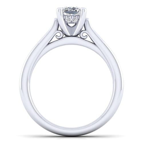 14K White Gold Cushion Cut Diamond Channel Set Engagement Ring