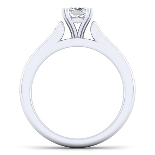 14K White Gold Cushion Cut Diamond Channel Set Engagement Ring