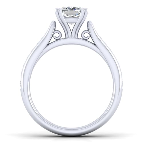 14K White Gold Cushion Cut Diamond Channel Set Engagement Ring
