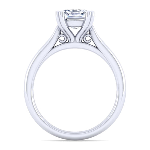 14K White Gold Cushion Cut Diamond Channel Set Engagement Ring
