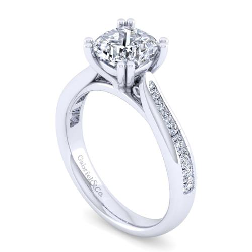14K White Gold Cushion Cut Diamond Channel Set Engagement Ring