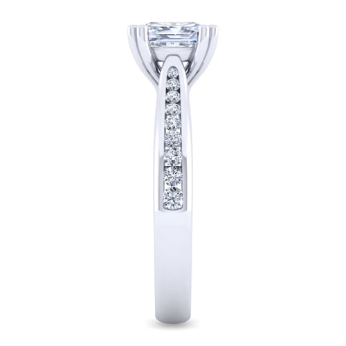 14K White Gold Cushion Cut Diamond Channel Set Engagement Ring