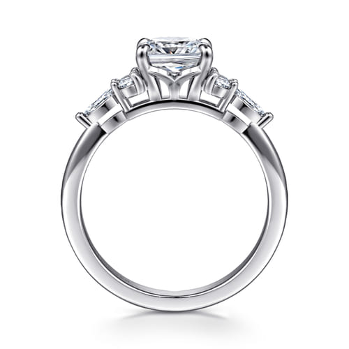 14K White Gold Cushion Cut Diamond Cluster Engagement Ring