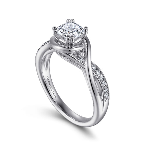 14K White Gold Cushion Cut Diamond Engagement Ring