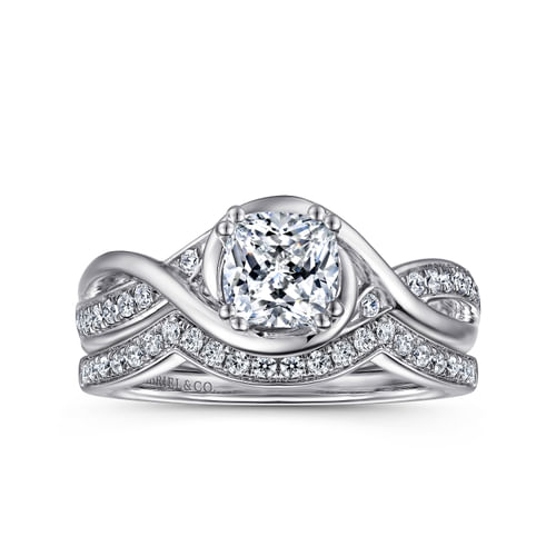 14K White Gold Cushion Cut Diamond Engagement Ring