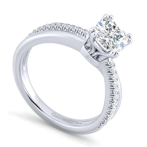 14K White Gold Cushion Cut Diamond Engagement Ring