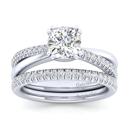 14K White Gold Cushion Cut Diamond Engagement Ring
