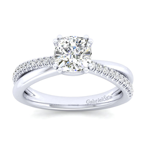 14K White Gold Cushion Cut Diamond Engagement Ring