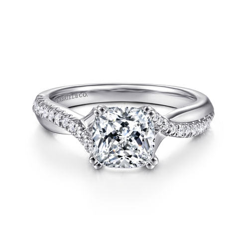 14K White Gold Cushion Cut Diamond Engagement Ring