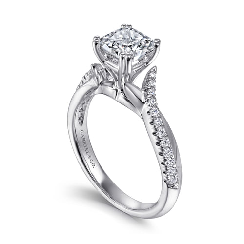 14K White Gold Cushion Cut Diamond Engagement Ring
