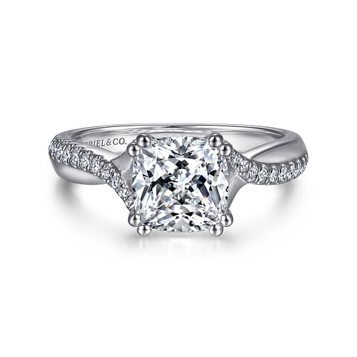 14K White Gold Cushion Cut Diamond Engagement Ring