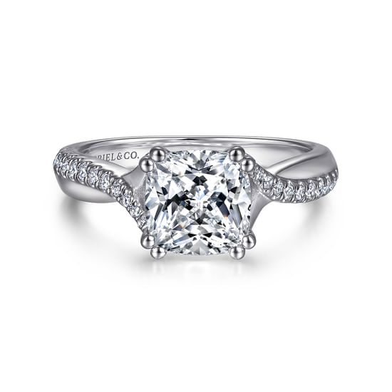 Gabriel - 14K White Gold Cushion Cut Diamond Engagement Ring
