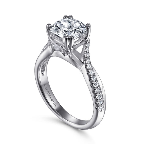 14K White Gold Cushion Cut Diamond Engagement Ring