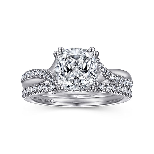 14K White Gold Cushion Cut Diamond Engagement Ring