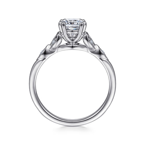 14K White Gold Cushion Cut Diamond Engagement Ring