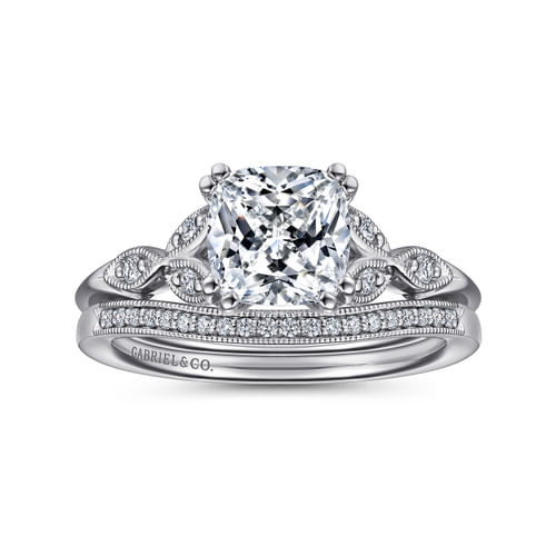 14K White Gold Cushion Cut Diamond Engagement Ring