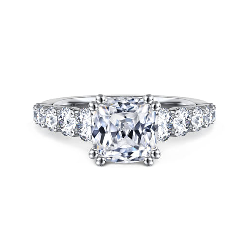 14K White Gold Cushion Cut Diamond Engagement Ring
