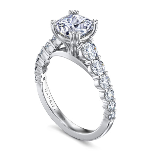 14K White Gold Cushion Cut Diamond Engagement Ring