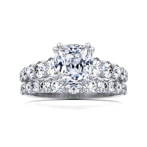 14K White Gold Cushion Cut Diamond Engagement Ring