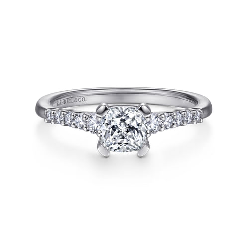 14K White Gold Cushion Cut Diamond Engagement Ring