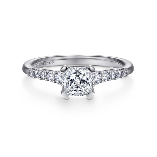 Gabriel - 14K White Gold Cushion Cut Diamond Engagement Ring