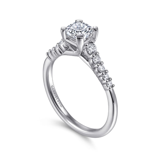14K White Gold Cushion Cut Diamond Engagement Ring