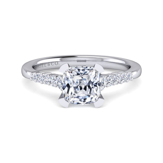 Gabriel - 14K White Gold Cushion Cut Diamond Engagement Ring