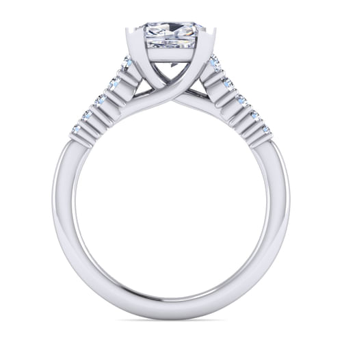 14K White Gold Cushion Cut Diamond Engagement Ring