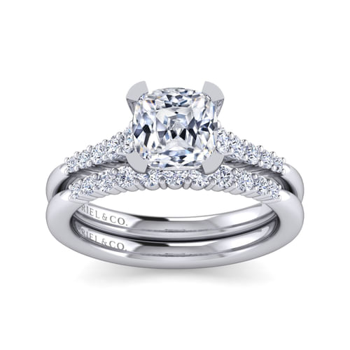14K White Gold Cushion Cut Diamond Engagement Ring