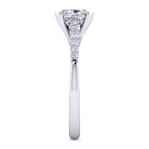 14K White Gold Cushion Cut Diamond Engagement Ring