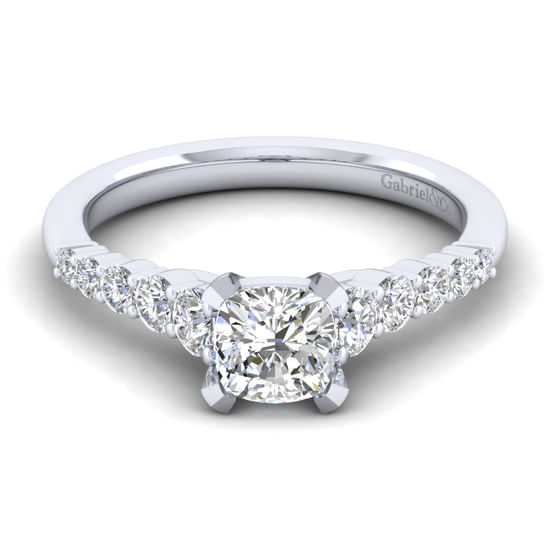 Gabriel - 14K White Gold Cushion Cut Diamond Engagement Ring