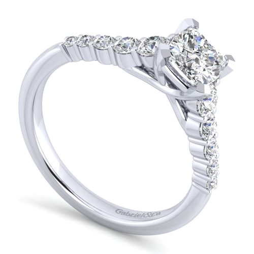 14K White Gold Cushion Cut Diamond Engagement Ring